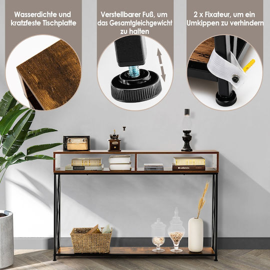 Console Table Wood & Metal Brown L120xW23xH79cm