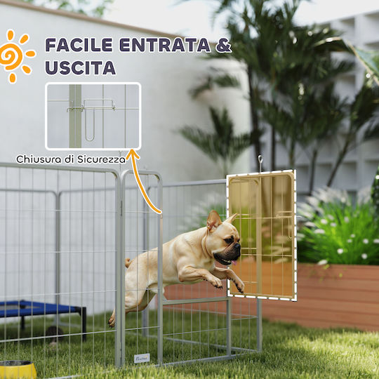 Pawhut Dog Fence 8 Foldable Adjustable Panels Door Steel Height 80 cm Silver D06-255v01sr