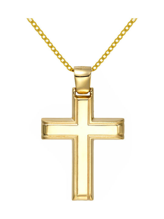 Papoulidis Jewellery Men's Gold Cross 14K Double Sided with the Crucified