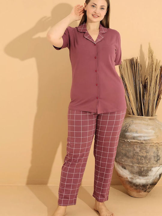 Boyraz Set Pijamale pentru Femei Terracotta
