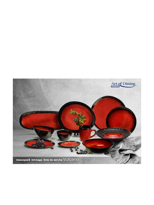 Heinner Vulcano Plate Shallow Ceramic Red with Diameter 28cm 4pcs