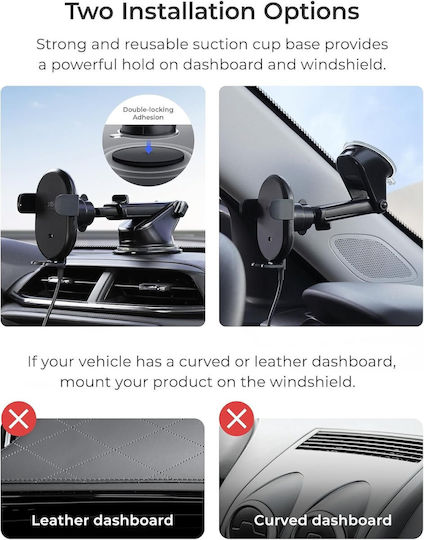 iOttie Auto Sense 2 Βάση Κινητού Αυτοκινήτου με Ρυθμιζόμενα Άγκιστρα και Ασύρματη Φόρτιση Μαύρη