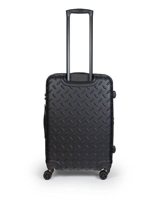CAT Industrial Plate Cabin Hard Black Suitcase with 4 Wheels Height 50cm