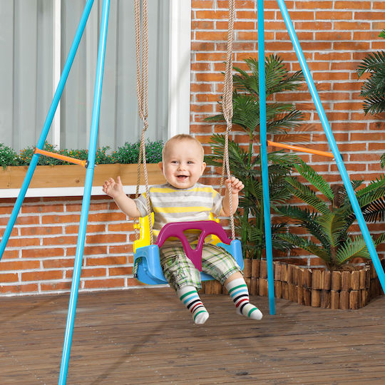 Outsunny Outsunny Plastic Kids Swing with Seat Belt 180x180x180cm for 9+ Years Blue