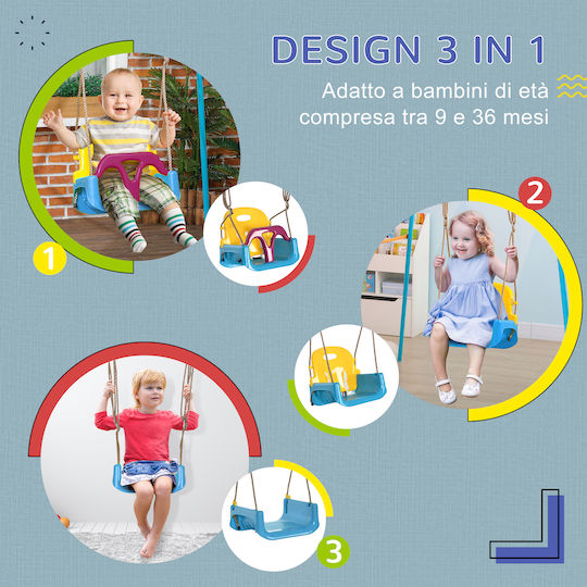 Outsunny Outsunny Plastic Kids Swing with Seat Belt 180x180x180cm for 9+ Years Blue
