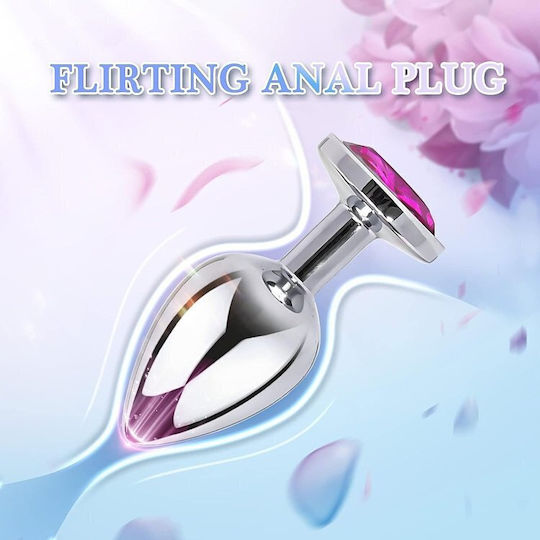 SMD Butt Πρωκτική Σφήνα Small Silver / Pink Diamond 7cm