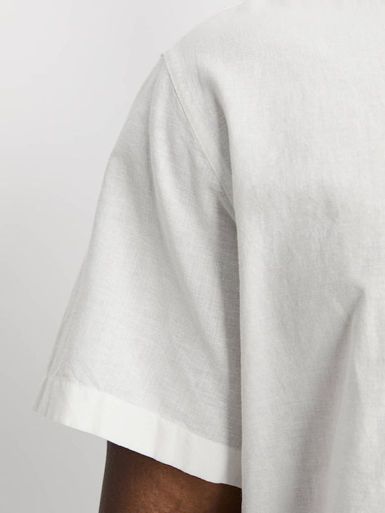 Short Sleeve Linen Shirt In Narrow Fit White