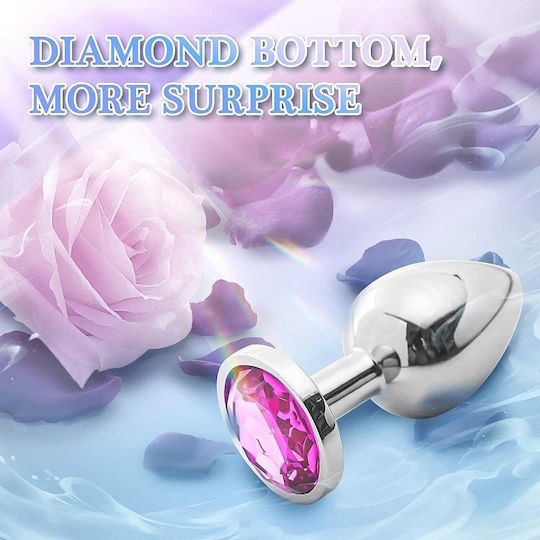 SMD Butt Πρωκτική Σφήνα Small Silver / Pink Diamond 7cm