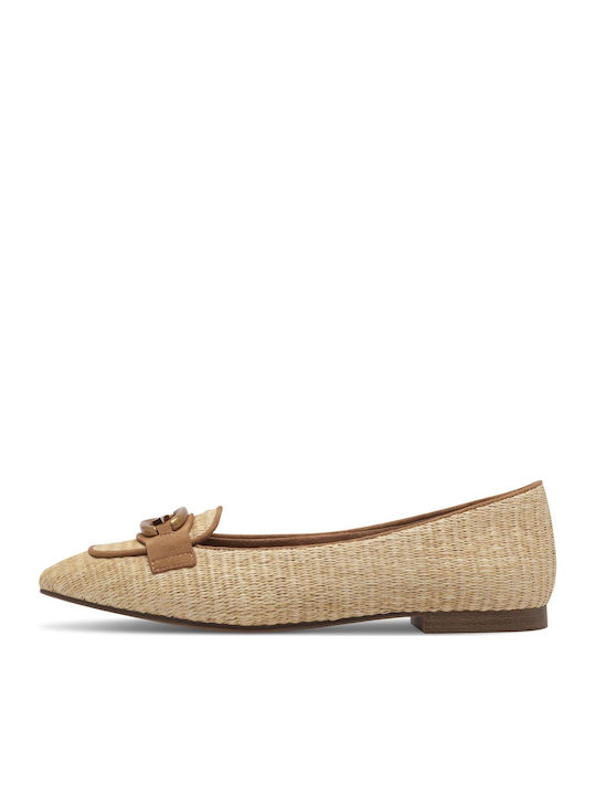 Leather Ballerinas Beige