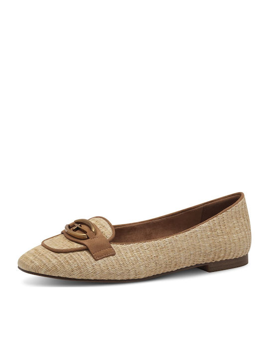 Leather Ballerinas Beige