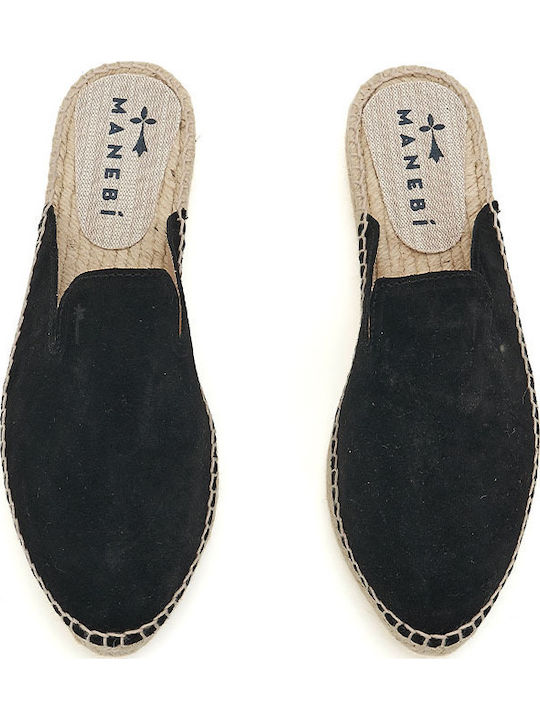 Hamptons Flat Suede Mules σε Μαύρο Χρώμα
