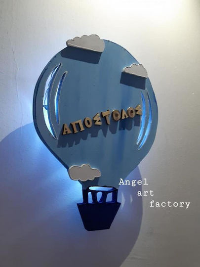 Wooden Wall-Mounted Hot Air Balloon with Illuminated Name