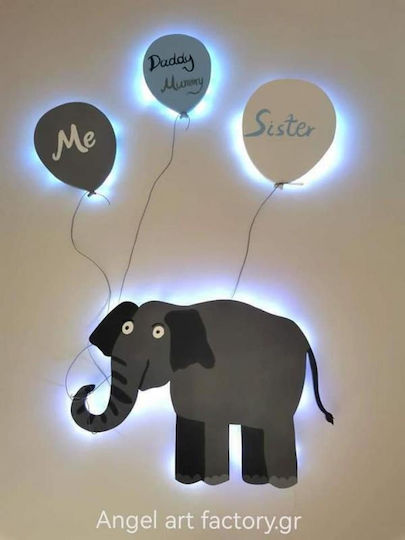 Kids Wooden Wall Lights "Elephant Balloons"