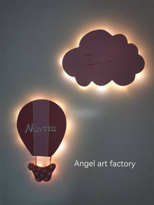 Kids Wooden Wall Lights Hot Air Balloon-Cloud