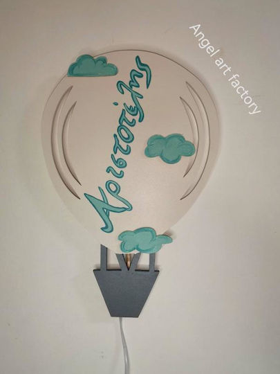 Children's Wooden Wall Light Hot Air Balloon Name