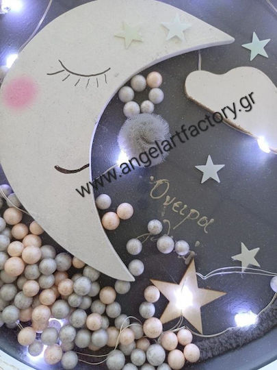 Beleuchtetes Kinder-Wandbullauge "Sterne-Mond"