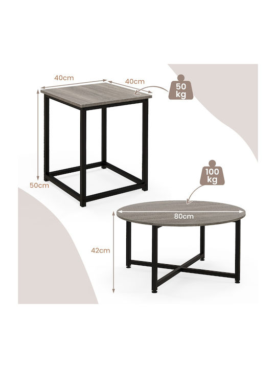 Round Side Table Metal Pink 3pcs W42xL42cm.