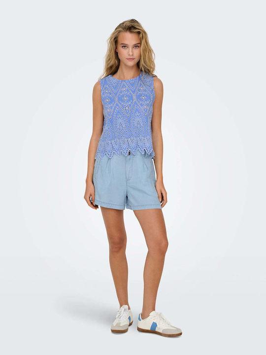 Women's Cotton Sleeveless Blouse Blue Bonnet