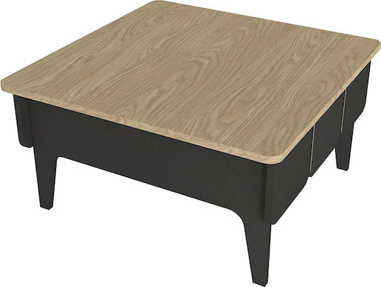 Square Central Coffee Table Pedro Wooden Anthracite - Rota Oak 73.2x73.2x38.6cm