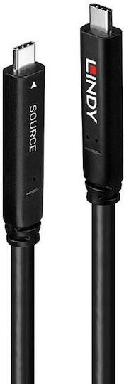 Lindy USB 3.2 Video Cable USB-C male - USB-C 60W PD Μαύρο 15m 43399