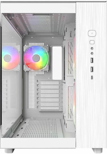Montech King 65 Pro Gaming Middle Tower Carcasă Calculator cu Fereastră Laterală și Iluminare RGB Alb