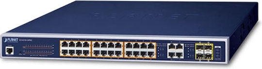 Planet GS-4210-24P4C Managed L2 PoE+ Switch with 28 Gigabit (1Gbps) Ethernet Ports and 4 SFP Ports