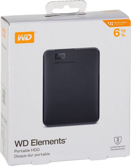 Western Digital Elements Portable USB 3.2 Hard Disk Extern HDD 6TB