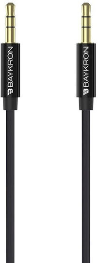 Baykron Καλώδιο Ήχου 3.5mm male - 3.5mm male Μαύρο 1.5m με Επίχρυσους Ακροδέκτες BKR-SL-J2J-BLK1.5