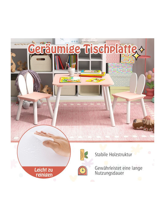 Kinder Tischset mit Stühlen zum Malen aus Holz Rosa Costway