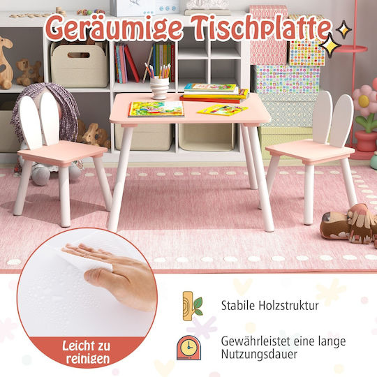 Kinder Tischset mit Stühlen zum Malen aus Holz Rosa Costway