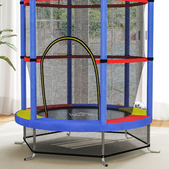 HomCom Trampolin Kinder Durchmesser 140cm mit Netz Bunt