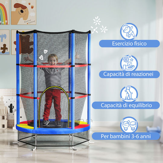HomCom Trampolin Kinder Durchmesser 140cm mit Netz Bunt