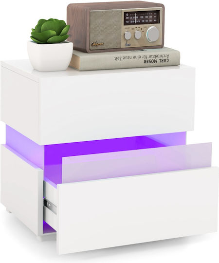 Costway Metal Bedside Table with Glass Surface Multicolour 37x29x45cm