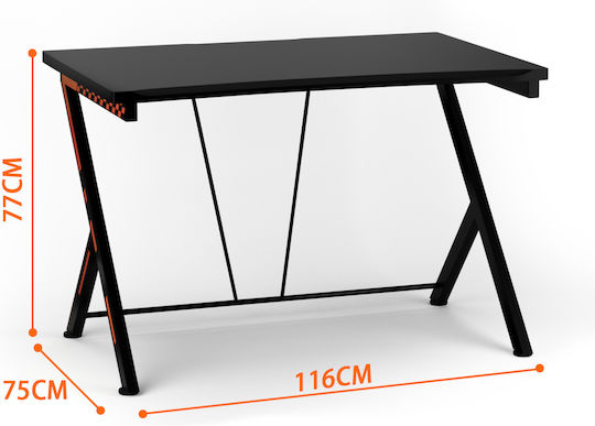 Birou De Jocuri Din Lemn Negru Cu Picioare Metalice 116x75x77cm