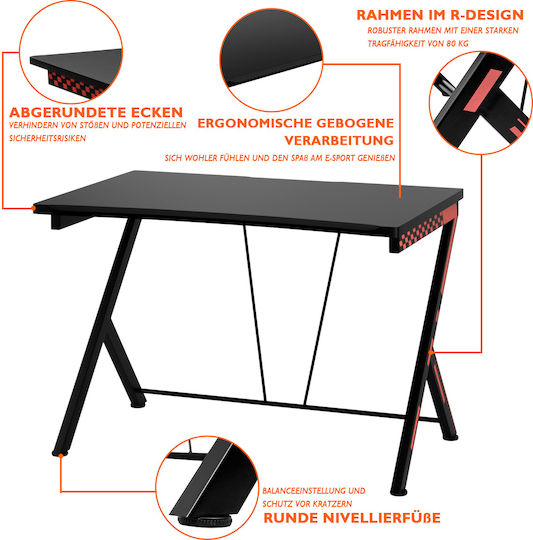 Birou De Jocuri Din Lemn Negru Cu Picioare Metalice 116x75x77cm