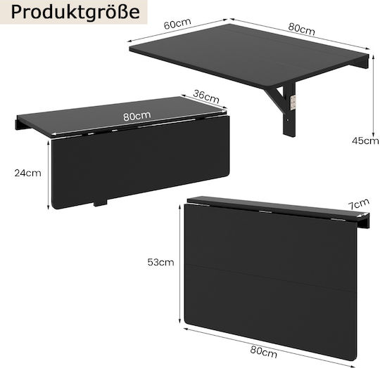 Birou Din Lemn Negru 80x60x45cm