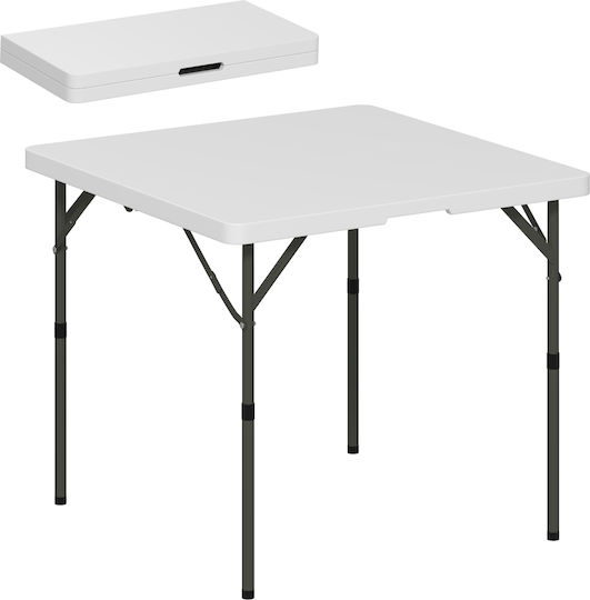 Outsunny Τραπέζι Μεταλλικό για Camping Πτυσσόμενο 86x86x74cm Λευκό