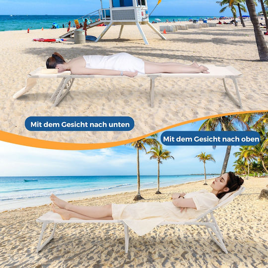 Costway Beige Foldable Metallic Beach Sunbed with Pillow