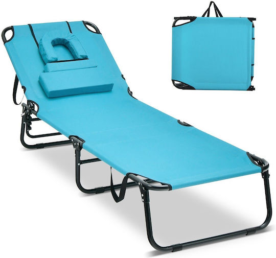Costway Foldable Metallic Beach Sunbed with Pillow 73x63x16cm