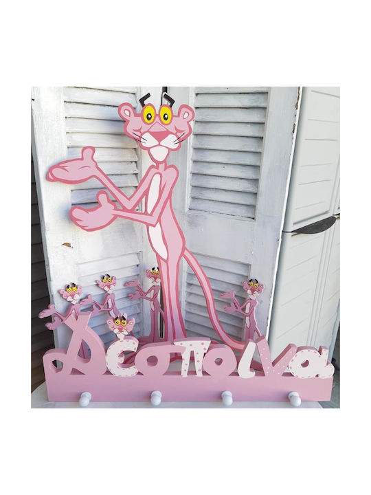 Wandmontierte Holzdekoration "Pink Panther"