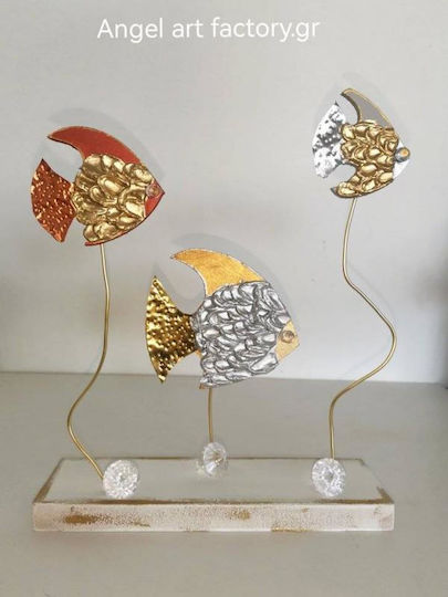 Holzbasis "Metallgehämmerter Fisch"