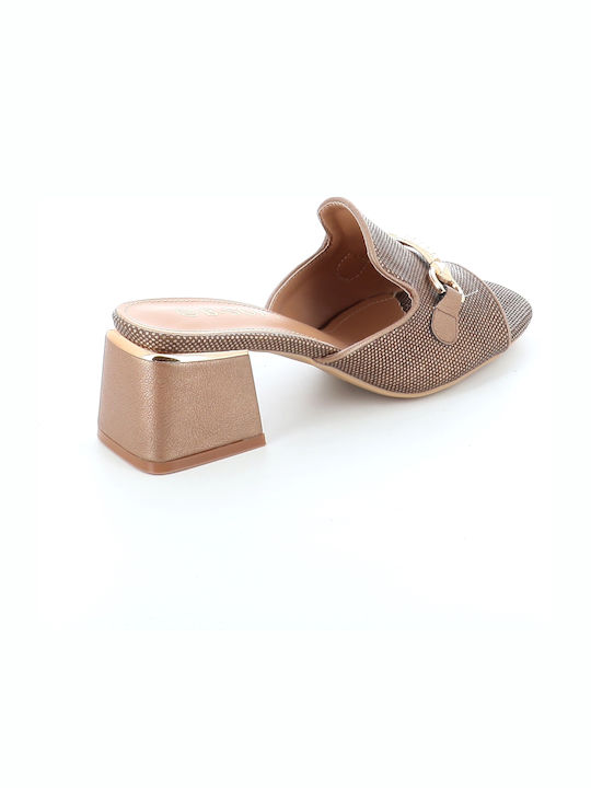 Mules mit Niedrig Absatz Bronze