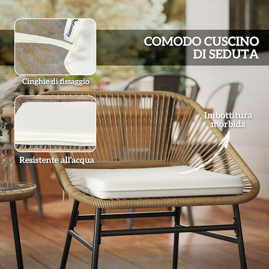 Set Cameră De Zi Pentru Spații Exterioare Mici 3 Piese Lemn Natural Cu Perne