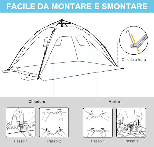 Outsunny 2-Person Blue Beach Tent