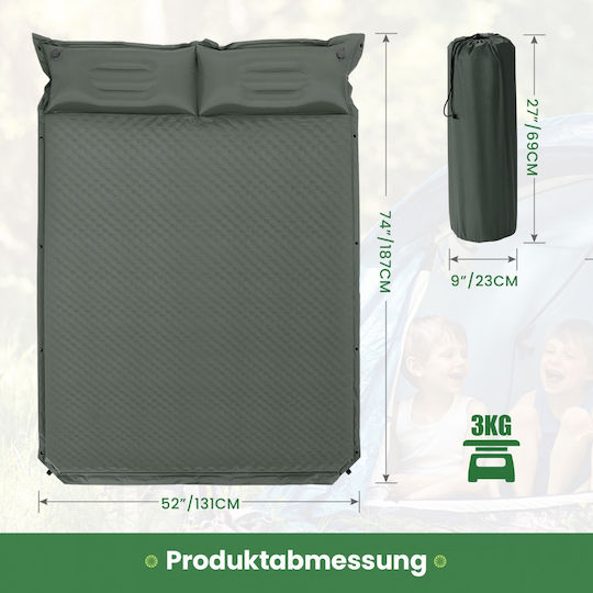 Costway Αυτοφούσκωτο Διπλό Υπόστρωμα Camping Πάχους 4cm Πράσινο