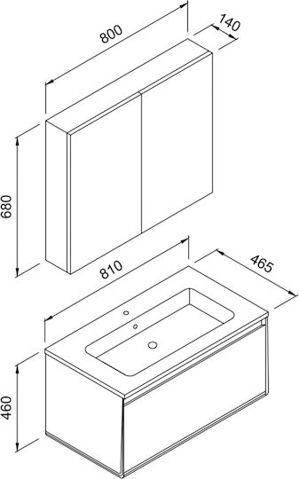 Martin 3MBEL100ANM Καθρέπτης από MDF Gray