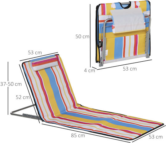 Outsunny Foldable Steel Beach Sunbed with Pillow 53x124x35cm
