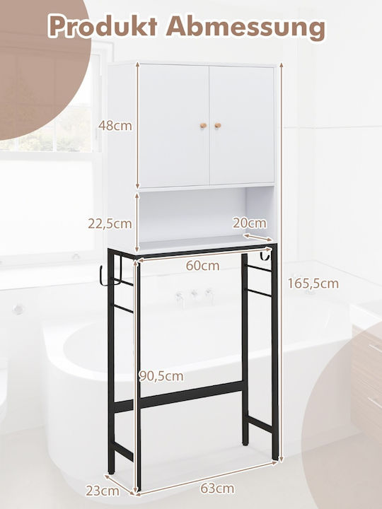 Costway Рафт за вана Метален 63x23x165.5см Бял