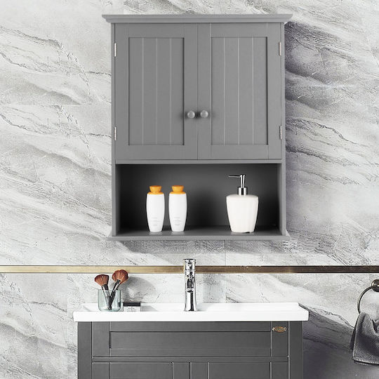 Costway Bathroom Cabinet 60x20x70.5cm Gray
