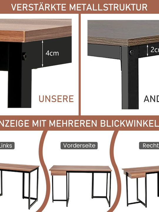 Computer Office Wooden Brown with Metal Legs 120x55x75cm